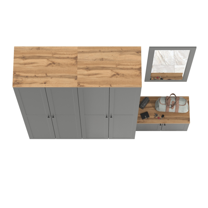 Прихожие, Тумба две дверки с навесным зеркалом и два шкафа Остин