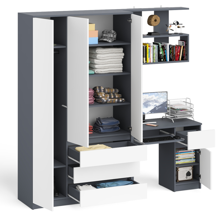 Домашние кабинеты, Шкаф-комод Мори МШ1200.1 со столом Мори МС-1 правый и полкой Мори 900