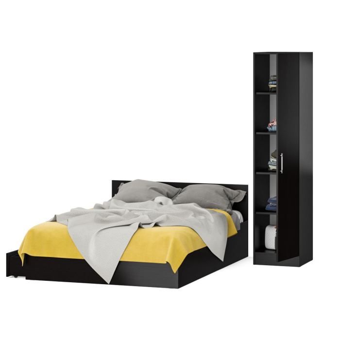 Спальные гарнитуры, Двуспальная Кровать с ящиками 1400 с пеналом Стандарт