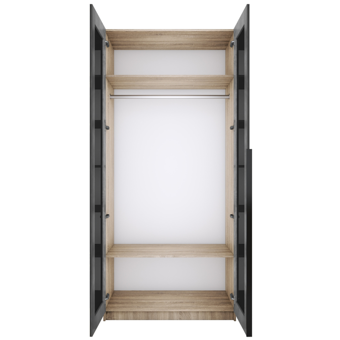 Шкафы распашные, Шкаф распашной Е1 Локер 101x52.5x220 см, с черным стеклом