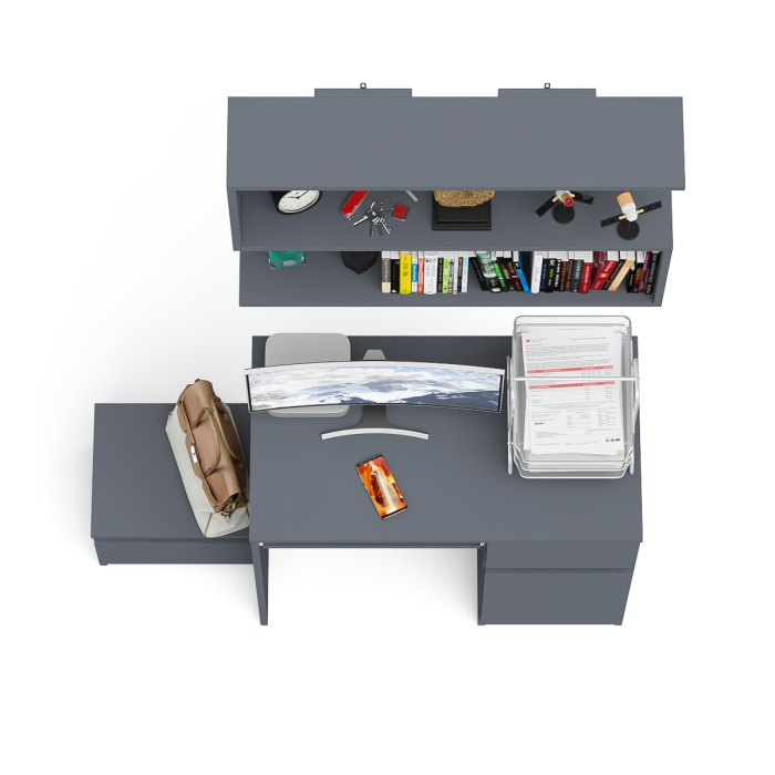 Прямые компьютерные столы, Стол компьютерный МС-1 правый с тумбой 400 и полкой Мори