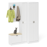 Прихожие, Пенал для прихожей с обувницей с вешалкой и шкаф П-6 № 27 МДФ фрезеровка ромб