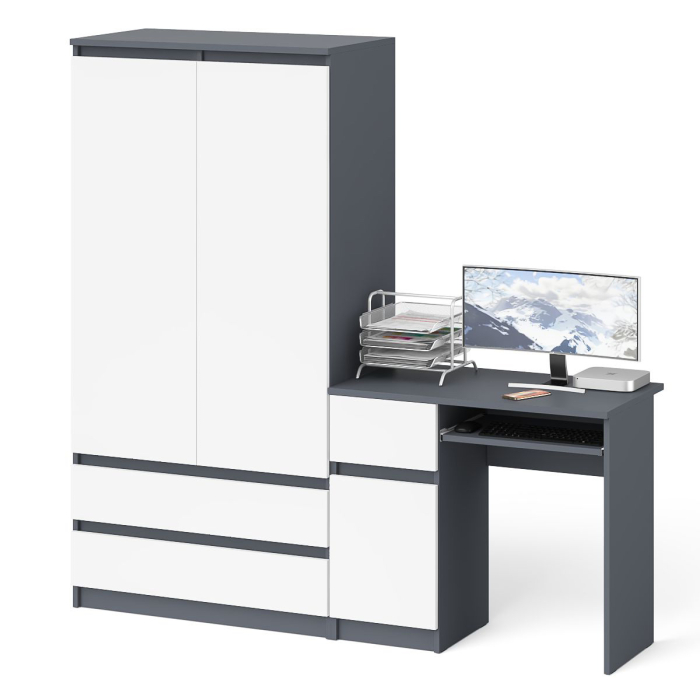 Компьютерные столы, Шкаф-комод Мори МШ900 2 ящика и две дверки со столом компьютерным МС-1 левым Мори