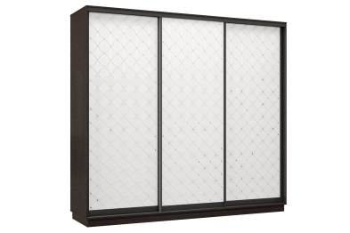 Шкаф-купе Премьер 36 (01РБ;01РБ;01РБ) фасады ромб белый/трёхдверный/Профиль чёрный муар