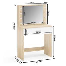 Косметический стол с подсветкой и выдвижным ящиком СТ-4 и комод 122-1204