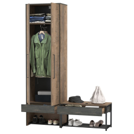 Шкаф для одежды в прихожую с тумбой для обуви с сиденьем Трувор