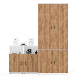 Глубокий платяной шкаф Лидер-8 19Б и две тумбочки для документов 3.19