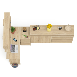 Тумба-комод МК1600.1 Мори с навесной книжной полкой и угловой компьютерный стол МС-16 правый