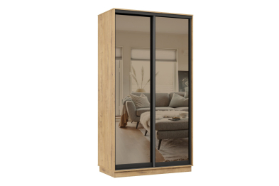 Шкаф-купе Премьер 01 (01ЗБ;01ЗБ) фасады зеркало бронза/двухдверный/Профиль чёрный муар