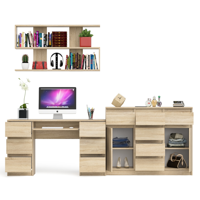 Домашние кабинеты, Комод-тумба Мори МК1200.4 с открытой верхней полкой и стол компьютерный МС-2