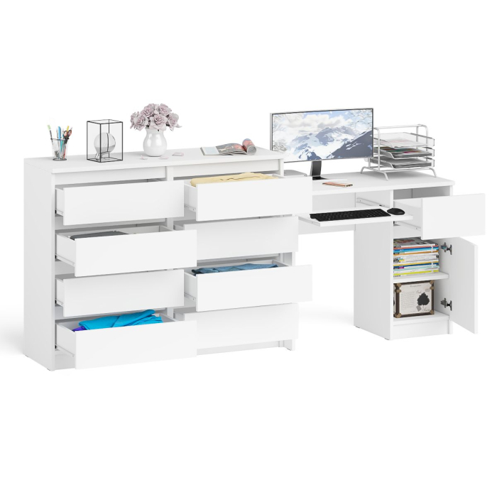 Компьютерные столы, Комод 8-мь ящиков Мори МК1200 и правый компьютерный стол Мори МС-1