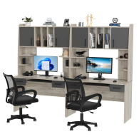 Прямые компьютерные столы, Два рабочих стола Бета и два кресла 103 чёрных