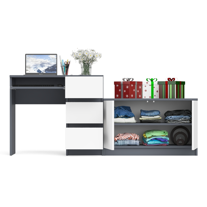 Прямые компьютерные столы, Тумба Мори МА900.1 и стол компьютерный МС-6 ящики справа