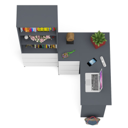 Стеллаж-комод Мори МСТ600 3 ящика и стол угловой компьютерный МС-16 левый