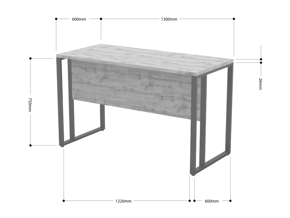 Детские полки, Стол письменный Айсберг Лофт 07 Белый