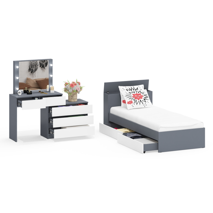 Спальные гарнитуры, Стол косметический с подсветкой 110 с кроватью с выдвижными ящиками Ксения 900