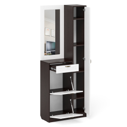 Высокая обувница с зеркалом и пеналом П-6 № 23 МДФ фрезеровка прованс