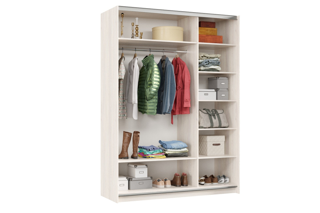 Шкафы-купе 2-х дверные, Шкаф-купе Smart 1622 2х дверный (фасады ЛДСП) профиль серебро