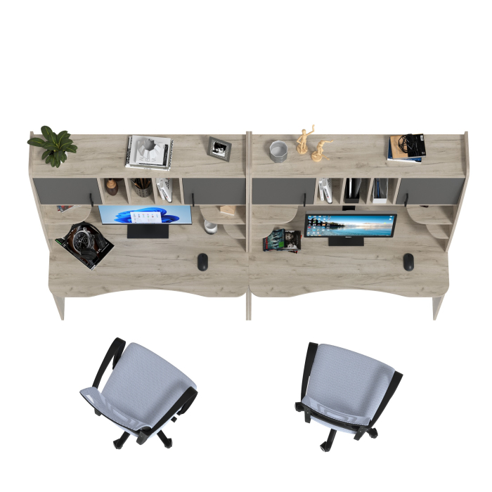 Прямые компьютерные столы, Два рабочих стола Бета и два кресла 103 серых