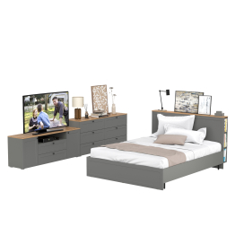 Кровать двуспальная с ортопедическим основанием Остин с ТВ-тумбочкой и комодом 16.240