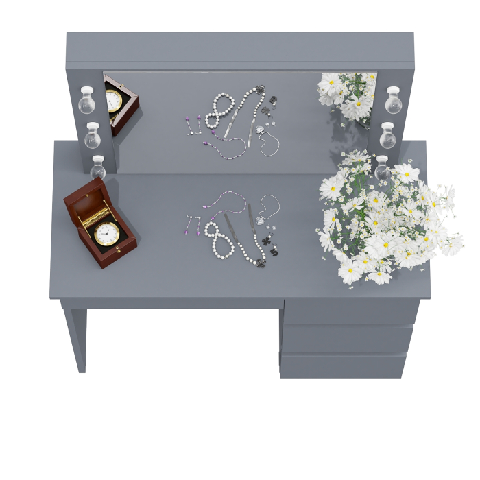 С зеркалом, Стол косметический с подсветкой Сура