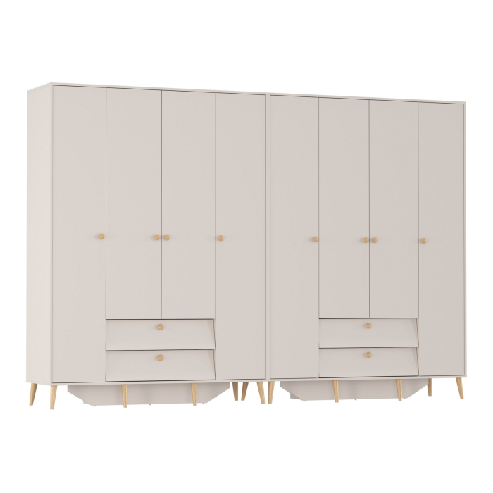 Для одежды, Два шкафа 4-х дверных в спальню Афина с ящиками и дверками