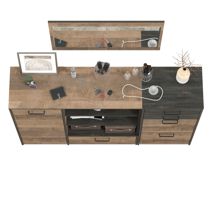 Прихожие, Тумба для обуви с зеркалом и широкий комод с нишами Трувор