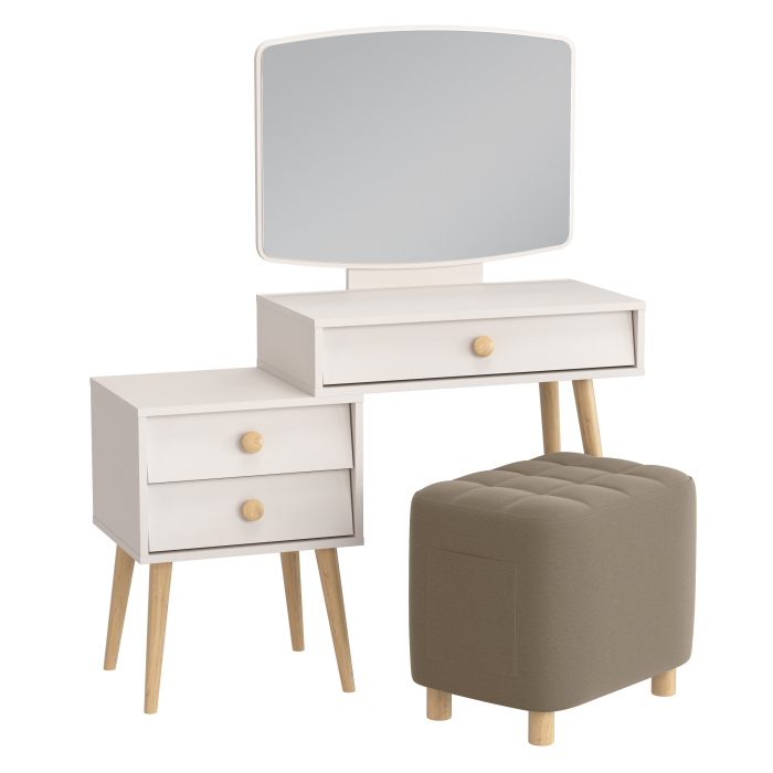 С зеркалом, Пуфик с карманом Вики и косметический столик Афина