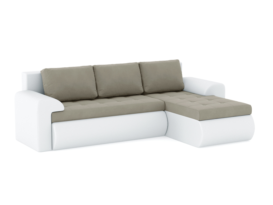 Диваны угловые в гостиную, Диван-кровать угловой Кормак с подлокотниками, велюр+кож.зам.