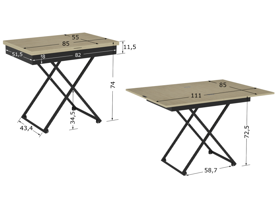 Столы-трансформеры, Стол универсальный трансформируемый АНДРЭ Loft ЛДСП