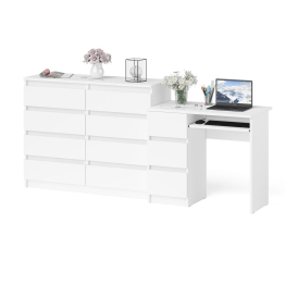 Комод Мори 1200-8 и стол компьютерный МС-6 3 ящика слева