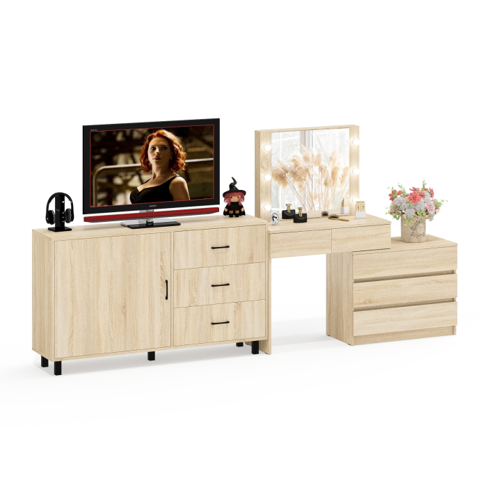 Туалетные столики, Стол-трансформер косметический с подсветкой 110 и комод-тумба три ящика 122-1504