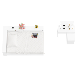 Туалетный столик для спальни с подсветкой 110 и Ксения кровать 1200 с ящиками и прикроватный блок