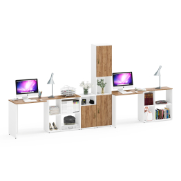 Домашний офис Лидер-8 для двоих человек из столов, пенала и тумбы.