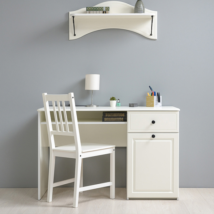 Письменные столы, Стол письменный Роуз 12.148 белый(тиснение Поры дерева)/ясень ваниль