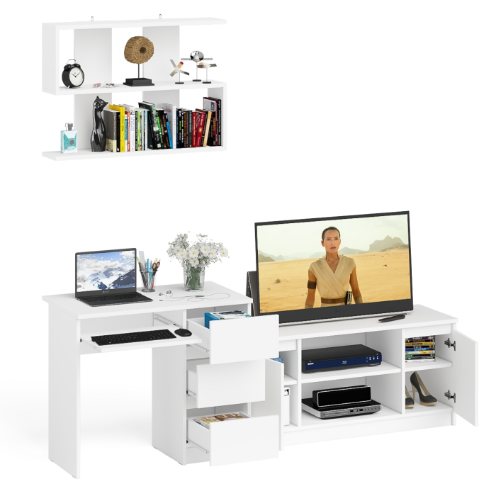 Прямые компьютерные столы, МС-6 стол ящики справа с тумбой Мори 1200-1 и полкой на 900