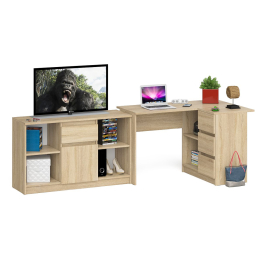 Тумба с ящиком и дверкой Мори 1204 с угловым компьютерным столом МС-16 правым