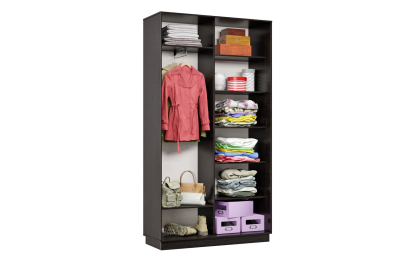 Шкаф-купе Премьер МИНИ 03 (01ЗГ;01ЗГ) фасады зеркало графит/двухдверный/Профиль чёрный муар