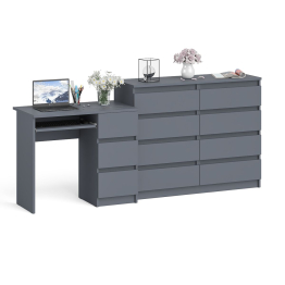 Комод Мори МК1200 8-мь ящиков со столом компьютерным МС-6 правым