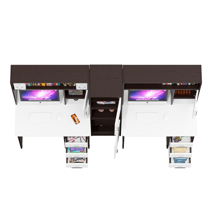 Домашние кабинеты, Стенка из компьютерных столов для двоих человек СК-9