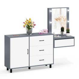 Комод с дверками и ящиками 122-1204 и косметический столик навесной с подсветкой