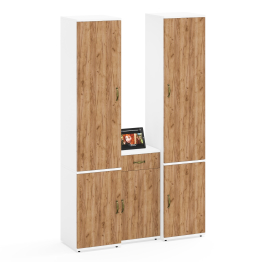 Тумбочка с ящиком и полкой за дверкой и два пенала пять полочек Лидер-8