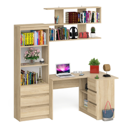 Рабочее место с угловым столом Мори МС-16 правым со стеллажом и полкой