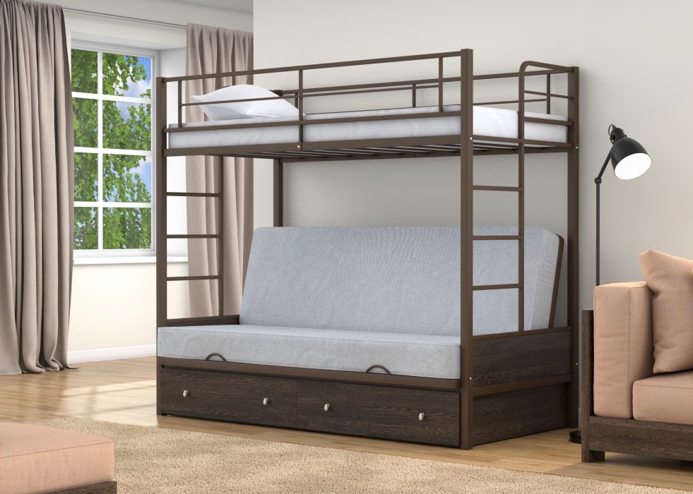 Для подростков, Двухъярусная кровать-диван Дакар 1 ящики Венге