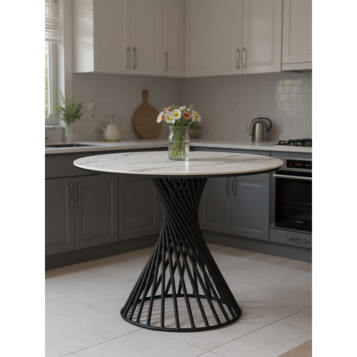 Обеденные столы, Керамический стол Вивиен 110 (чёрная нога)