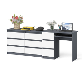 Комод Мори МК1200 6-ть ящиков со столом компьютерным МС-6 левым