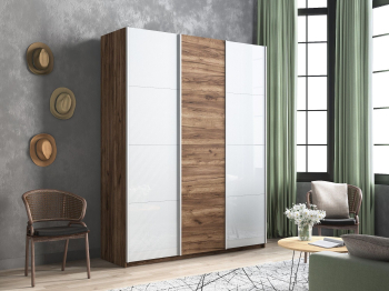 Шкаф-купе Прайм 3-х дверный Стекла белые/ДСП/Доводчики 180х57х230