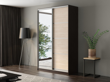 Шкаф-купе Айсберг 140 ВЕНГЕ (шамони светлый/зеркало)