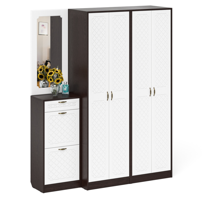 Прихожие, Модульная мебель в прихожую П-6 № 14 МДФ фрезеровка ромб