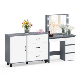 Комод-тумба 122-1204 и столик косметический с лампочками Сура